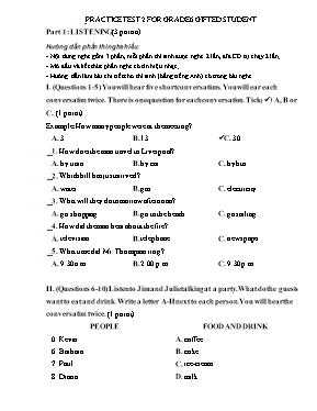 Đề thi học sinh giỏi môn Tiếng Anh Lớp 6 - Đề số 2